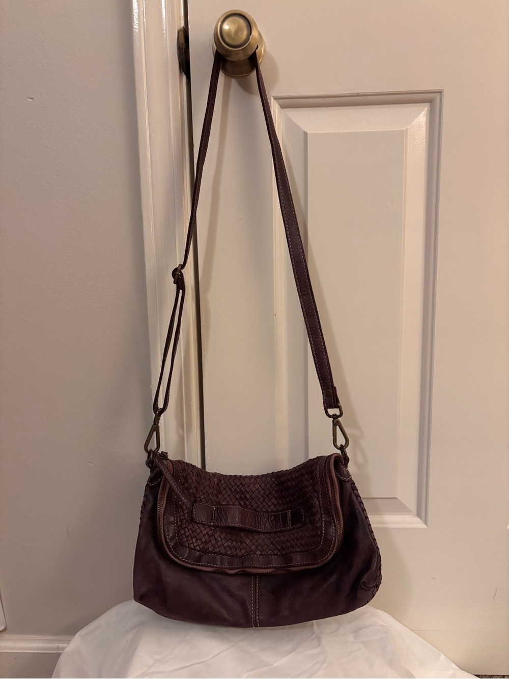 Woven Flap Shoulder Bag in Deep Purple